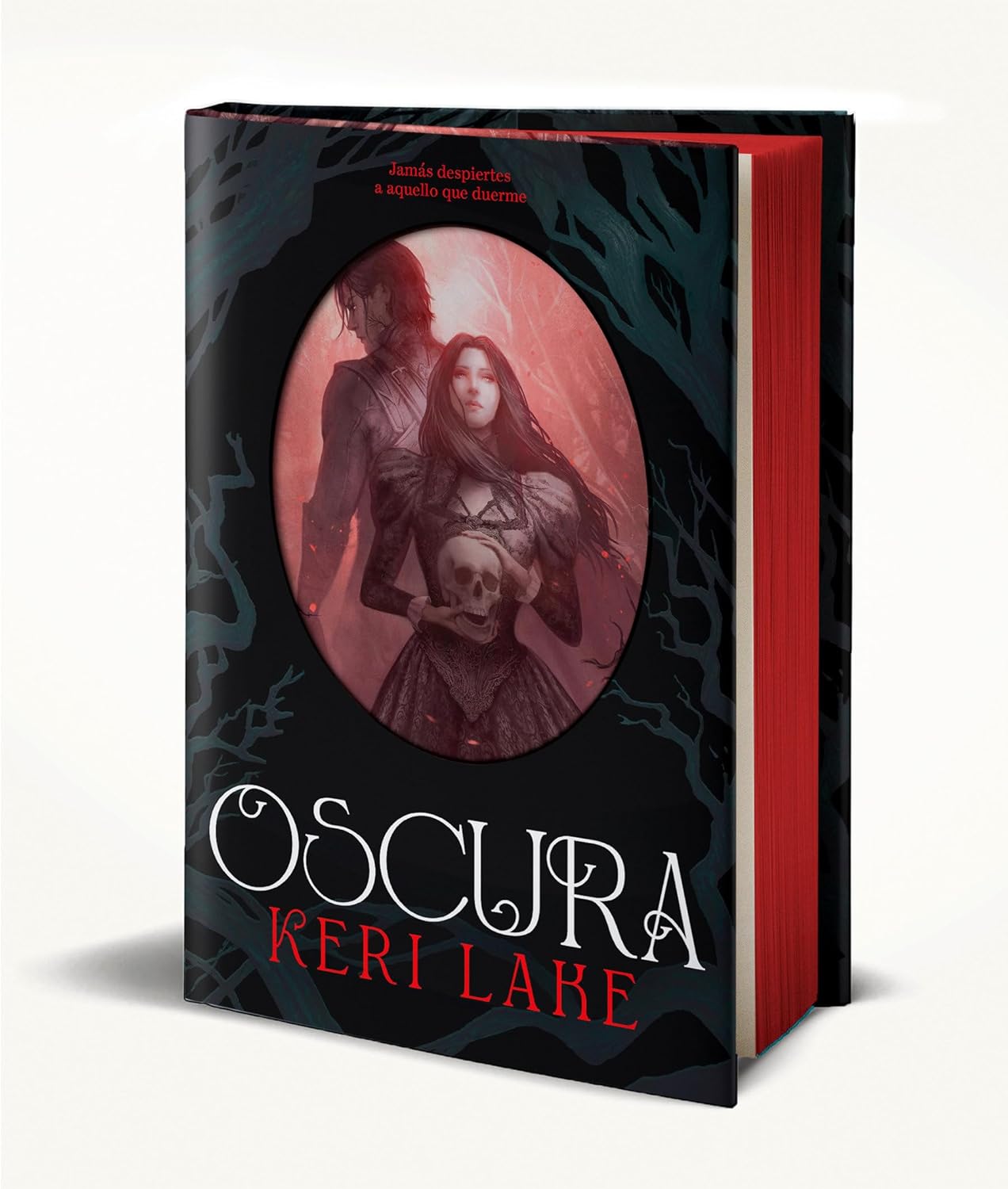 Portada de la edición limitada de Oscura de Keri Lake con cantos metalizados
